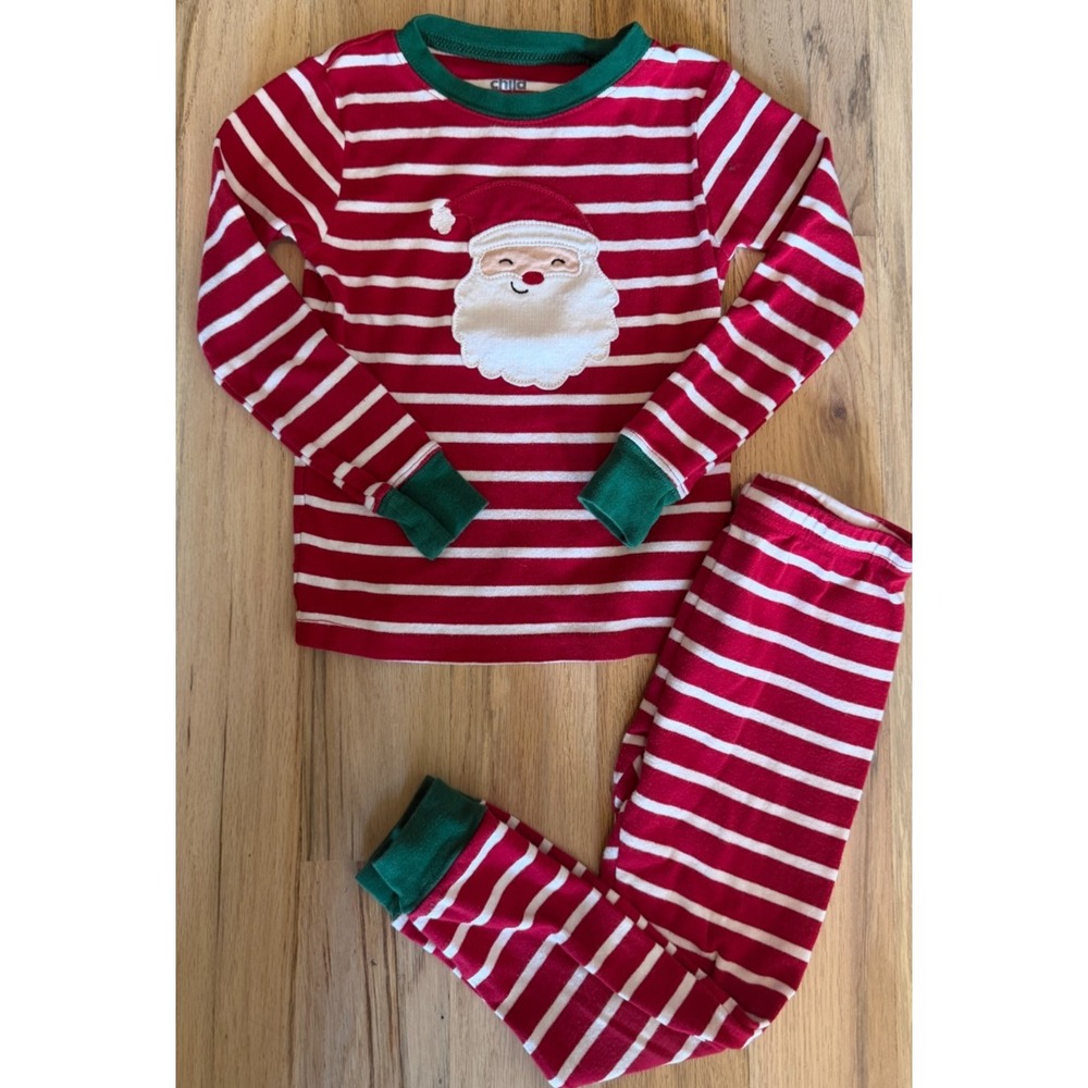 Child of Mine by Carter's Santa Christmas Holiday Pajama Set 4T Red White Stripe